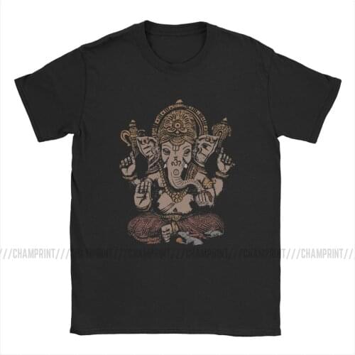 Ganesha 3D T Shirt for Men Cotton Awesome T-Shirts Round Collar Shiva Hindu God India Lingam Tees Short Sleeve Clothing Summer