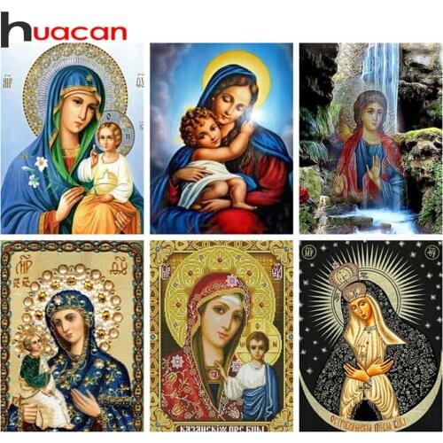 Huacan 5d Diy Diamond Painting Virgin Mary Full Square Full Square Mosaic Religion Embroidery Diamond Pictures Home Decor