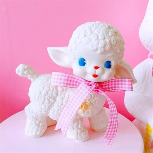 Classical Sheep Decor plush toy Rubber Animal Sweet GIRL Heart Princess Room Decor Pink Girl Room Desk Decoration doll