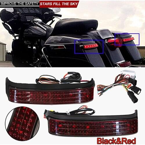 Black&Red LED Saddlebag Tail Run Brake Turn Signal Light Kits For Harley Touring Electra Road Street Glide 2014-2020