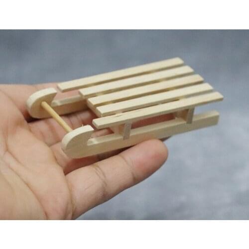 M02-X053 children baby gift Toy 1:12 Dollhouse mini Furniture Miniature rement Solid wood sleigh 1pcs