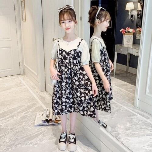 Meisjes Kleding Prinsessenjurken Meisjes Girls Dresses Summer Floral 2021 New Teenage 8 10 12 Years Old