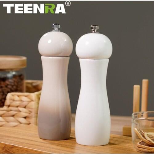 TEENRA Salt and Pepper Mill Spice Grinder Handheld Seasoning Grinder Home Adjustable Coarseness Ceramic Grinder Kitchen Tools