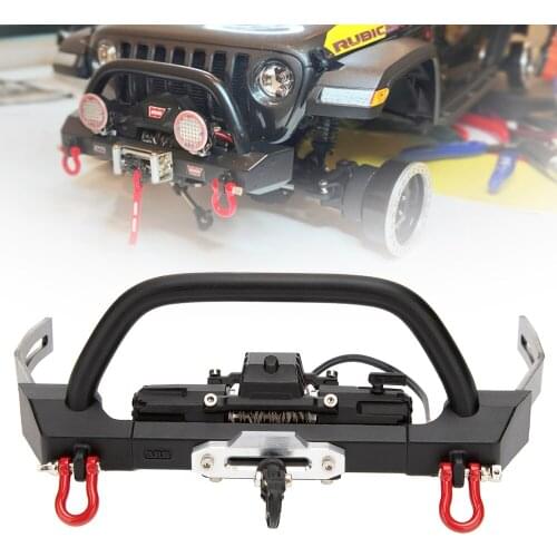 1set RC Car Metal Front Bumper With Dual Winch For 1/10 RC Auto SCX10 90046 Crawler Car Parts Accessories DIY Moulding