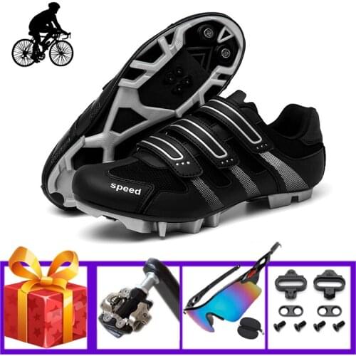 Professional Men Bicycle Riding Shoes Add SPD Pedals Mountain Bike Sneakers Outdoor Breathable Self-locking Cycling Flat Shoes