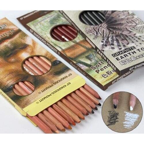 12pcs/box Wood Soft Pastel Pencil Set Skin Landscape Dark Tints for Artist Painting School Supplies Colored Pencils Set ST-12R