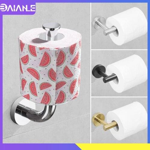 Toilet Paper Holder Stand Wall Mounted Bathroom Paper Towel Holder Stainless Steel Black Kitchen Roll Paper Holder Tissue Rack