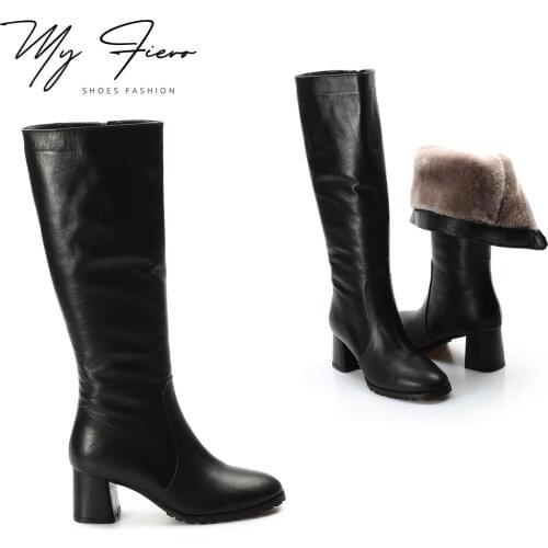 Natural Lamb Fur Excellent Workmanship High Quality Surface Genuine Leather Handmade Womens Classic Boots