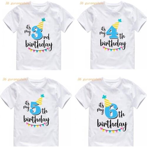 New Kids Clothes Boys BirthdayT Shirt Size Number 2 3 4 5 6 7 8 Year Boy Cartoon T Shirt Children Party Girls Clothing Tees Tops