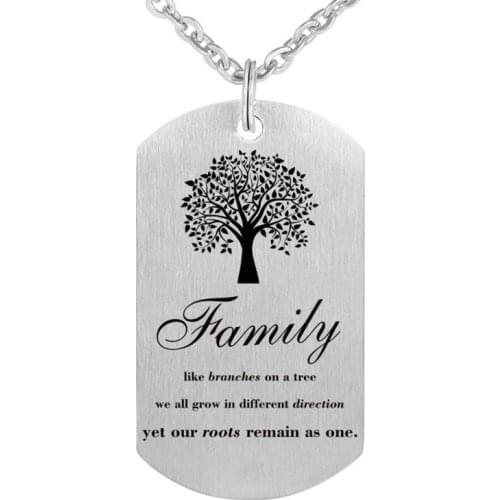 CAXYBB Family Tree necklace Dog Collar Stainless Steel Pendant Necklace Military Necklace Dog Tag Love Gift
