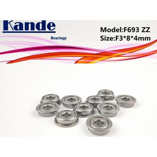 Kande Bearings F693ZZ 10pcs ABEC-1 F693 ZZ F693-2Z Miniature Deep Groove Ball Bearing F3*8*4mm 693 F693