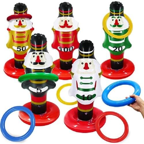 Hot Inflatable Outdoor Ring Toss Toy Set Portable Lightweight Colored Snowman and Hoops Creative Carnival Supplies