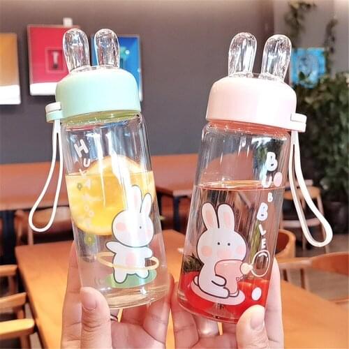 300ml Mini Rabbit Run Plastic Portable Water Bottle for Drinking Girls Tea Mug Deer Outdoor Sport Camping Supplies Coffee Mug