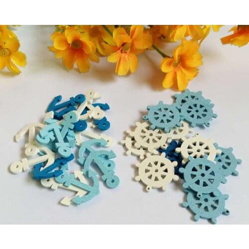 100pcs/lot Mixed Anchor Wooden chip Buttons For Crafts Sewing Decorative Needlework Scrapbooking DIY Fabric Accessories