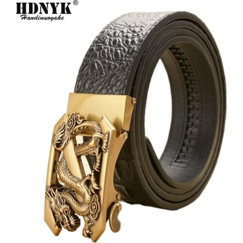 New Famous Designer Belts for Men High Quality Automatic Belt Men Leather Girdle Casual Waist Strap With Dragon Pattern Buckle