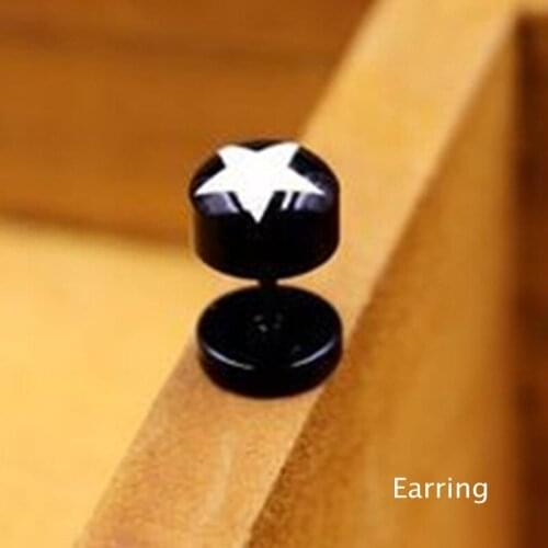 Stainless Steel Stretcher Cheater Earrings Double Sided Round Bolt Stud Earrings Gothic Barbell Black Punk Piercing Earrings Fem