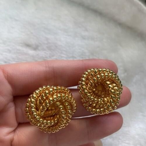 Wrap ballad hemp knotted stud earrings gold-plated retro earrings French woman