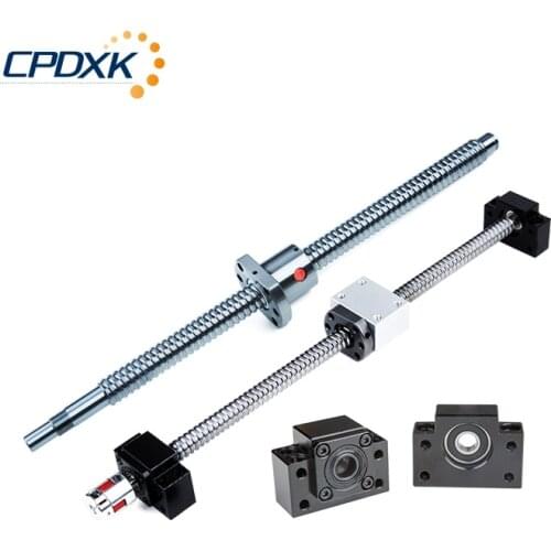 1Set SFU1204/1605/1610/2005 Ball Screw C7 End Machined +Single Flange BallNut & BFBK10 + Ballnut Housing+Supporter for CNC Parts