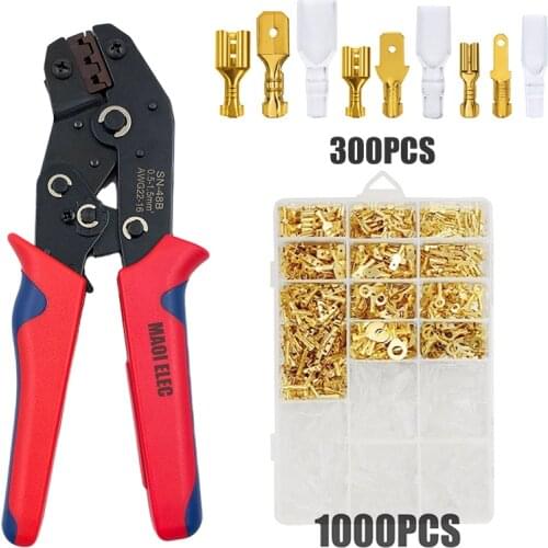 SN-48B Crimping Pliers Kit 2.8/4.8/6.3mm Insulated Female Male Spade Terminals DuPont Wire Electrical Connectors Hand Tools