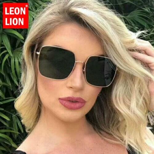 LEONLION Metal Square Sunglasses Women Brand Designer Retro Alloy Frame Big Sun Glasses Vintage Gradient Male Oculos Feminino