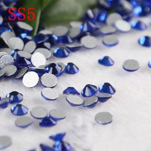 SS5 1440PCS/AG blue non hot fix crystal strass flatback rhinestones nail art stones sliver flatback