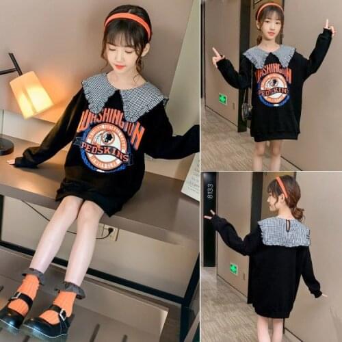 Girls' Sweater Mid-Length 2020 Autumn New Medium and Big Korean Style Fashionable Internet Hot Top Childrens Dress