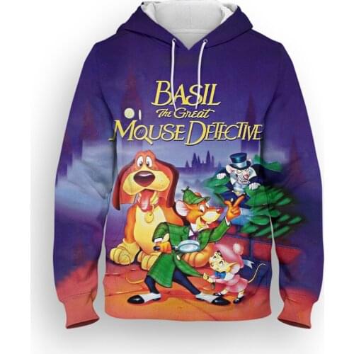 The Great Mouse Detective Mens Clothing Cartoon Anime Hoodies For Boy Girl Kids Disney 3D Print Women Oversized Sweatshirt