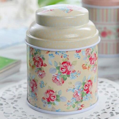 Vintage Flowers Cylinder Mini Tin Case Candy Tea Package Container Storage Box Festive Party Supplies