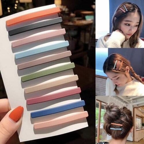 10Pcs/Set Fashion Candy Color Hairpin Solid Color Hair Clip Matte Barrette Women Daily Hair Accessories Cute Colorful Headwear