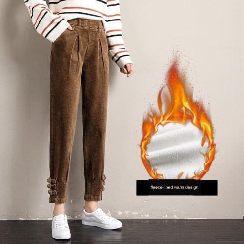 Ladies Plus Cashmere / No Cashmere Corduroy Pants Loose Corduroy Thickened Old Harlan Casual Pants Winter Sweatpants