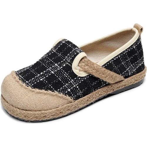 YourSeason Spring Autumn 2021 Vintage Flats Ladies Shallow Handmade Women Cotton Linen Concise Casual Shoes Round Toe