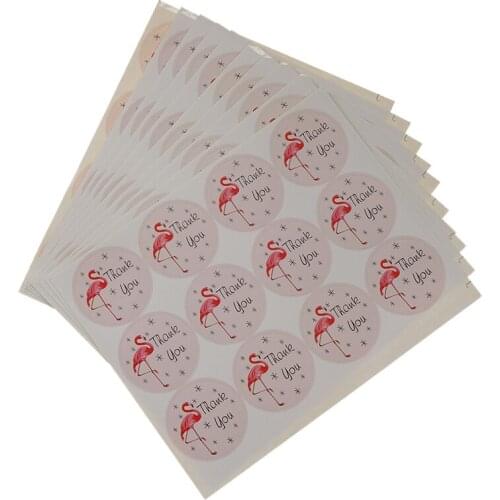 120/Batch 37mm Flamingo "Thank You" Sticker Box Cookie Sticker Packaging Envelope Envelope Birthday Gift Wedding Decoration