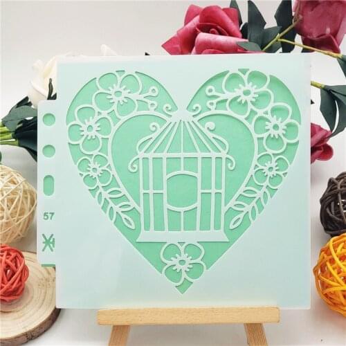13x14cm Flowers cage Scrapbook Stencils Spray Plastic Mold Shield DIY Cake Hollow Embellishment Printing Lace Ruler Valentine