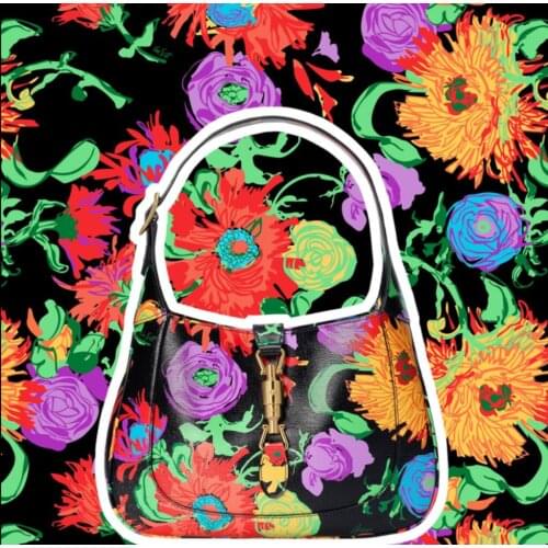 145cm*100cm Backpack canvas fabric European brand black bottom floral pattern digital printing skirt shirt sewing fabric