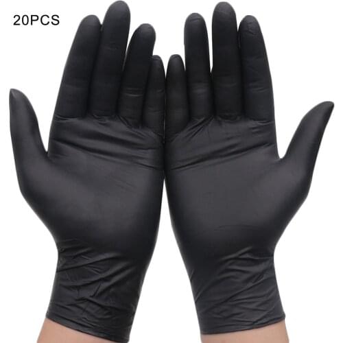 20pcs Black Disposable Gloves PVC Household Cleaning Gloves Elastic Universal Beauty Care Body Art Garden Gloves Plus Size XL