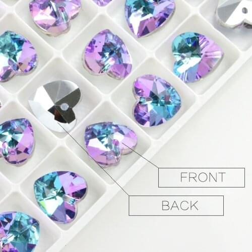 2020 New Color Xilion heart pendant glass Rhinestone Crystal pendant stone sharp 1 hole for DIY Love Gift Earring Necklace 6228