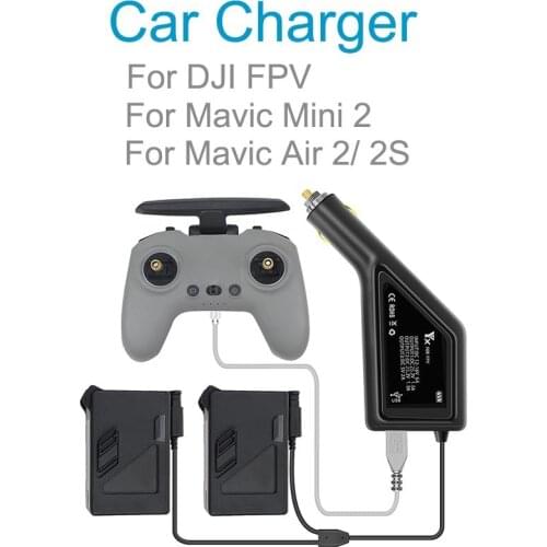 3 in 1 Car Charger For DJI FPV Drone Intelligent Battery Charging Hub and for Mavic Air 2/ 2S /Mini2 Multi Car Charger