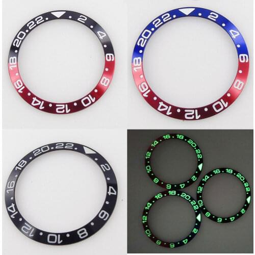 38mm green luminous bezel insert Fit for RLX submarine GMT SKX007 skx00 watch outer ring