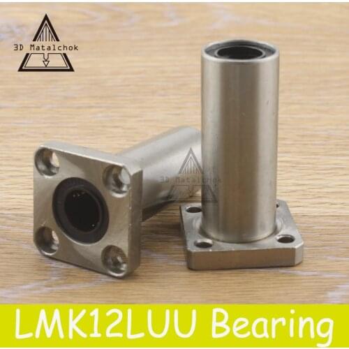 3D printer 2pcs/lot LMK12LUU 12mm Longer Round Flanged Type Linear Bushing Ball Bearing CNC parts for RepRap Ultimaker 2