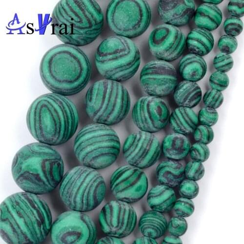 4 6 8 10 12mm Stone Beads Matte Green Stripe Malachite Round Loose Spacer Beads For Jewelry Making DIY Bracelet Necklace Charms