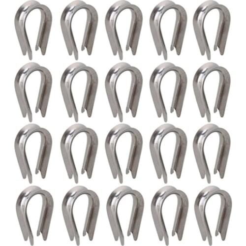 50Pcs Silver Tone M4 304 Stainless Steel Galvanized Wire Cable Rope Thimble Winch Wire Loop