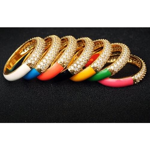 7 Colors Enamel Rings With Zirconia Golden Finger Ring Wholesale Ladies Jewelry Accessories Bague Bijoux