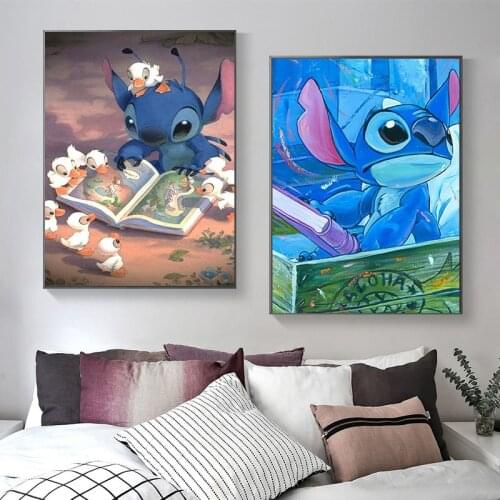 Abstract Painting Disney Anime Lilo Stitch Posters and Prints Cute Wall Art Pictures Canvas for Childrens Room Home Decoration