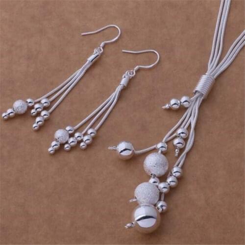 AS273 Hot Sale Silver Plated Color Jewelry Sets For Women Wholesale High Quality Classic Earring 322 + Necklace 447