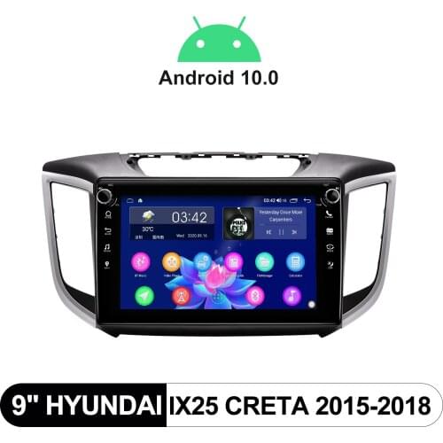 Car Radio Stereo Android 10.0 Touch Screen With Carplay Steering Wheel GPS Naviagtion 9 Inch For Hyundai IX25 Creta 2015-2018