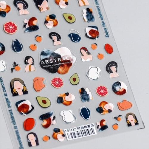 Beautizon Fashion Abstract Art Modern Design High Quality 3D Engraved Nail Stickers Nail Art Decorations Nail Decals Design