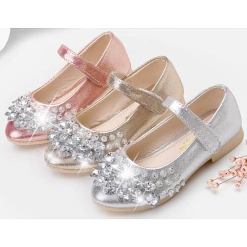 Bling Bling baby girl leather shoes Rhinestone baby girls toddler shoes Spring Autumn New Dance Wedding Party Shoes 3-15years