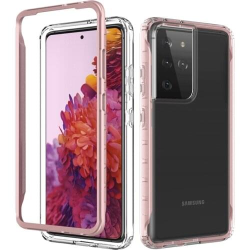 360 Full Body Transparent Silicon Case Samsung s21Plus s21Ultra s20FE A51 A12 Colorful Bumper Hybrid Anti Shock Armor Phone Case