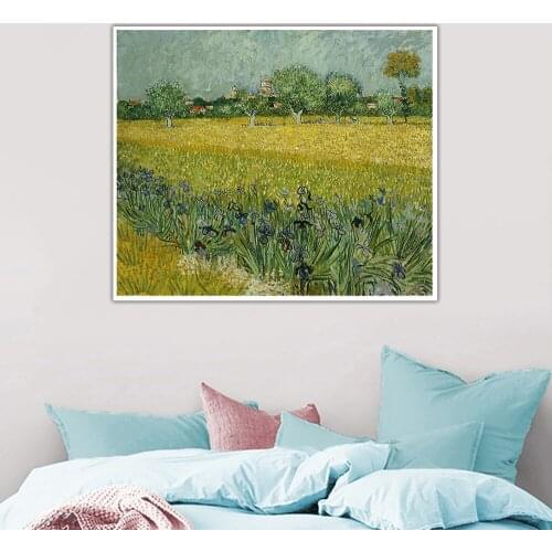 Citon Van Gogh《Field with Flowers near Arles》Canvas Art Oil Painting Famous Artwork Poster Picture Wall Decor Home Decoration