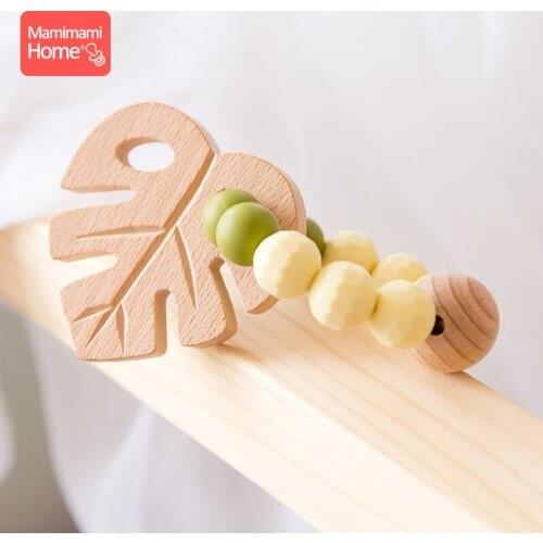 Mamihome 1pc Baby Wooden Teether Nursing Bracelets Food Grade Perle Silicone Bead Teething Pacifier Pendant ChildrenS Goods Toy